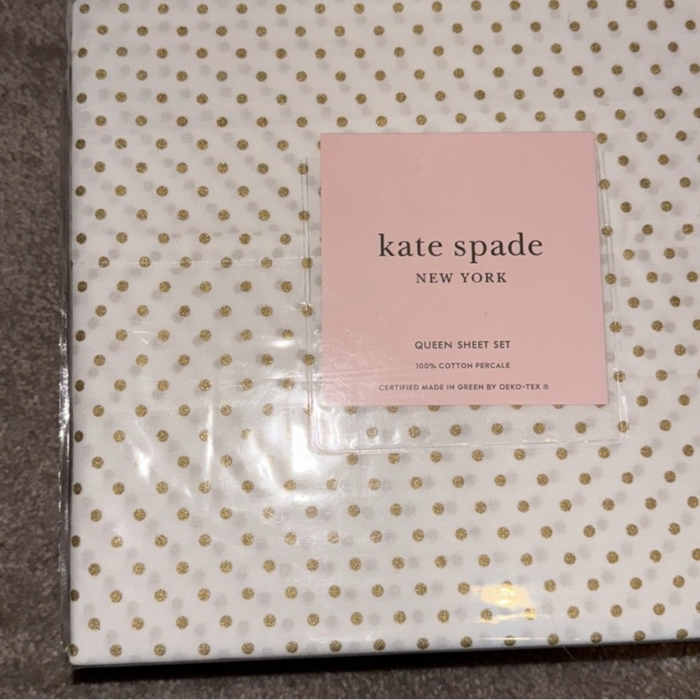 Kate Spade Gold Polka Dot Queen Sheet Set